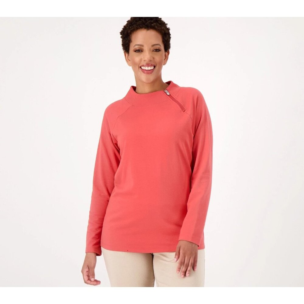 Sport Savvy Terry Long Sleeve Funnel Neck with Zipper Clay Red Large A518392